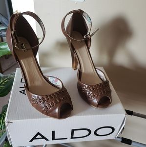 Aldo brown/cognac open toe pump/sandal